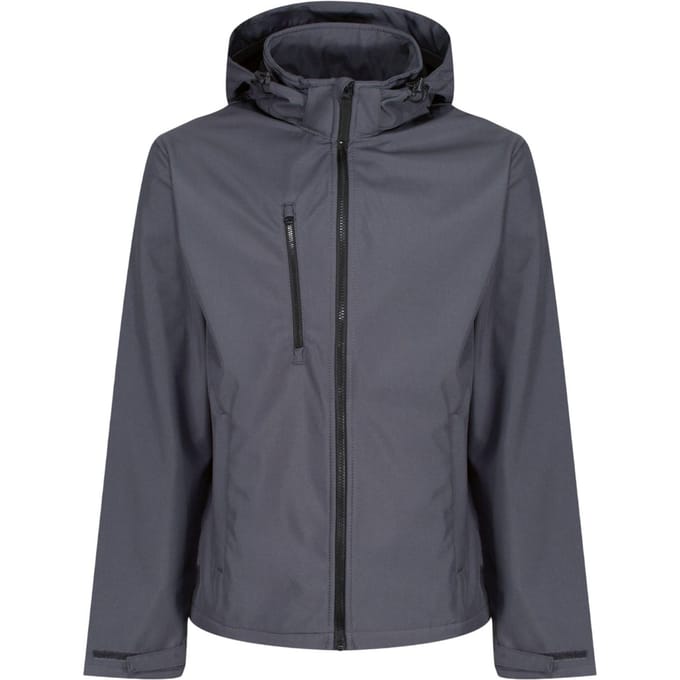 Regatta Professional Heren Venturer Softshell 3 Laags Hooded Jacket (Seal Grey/Zwart)