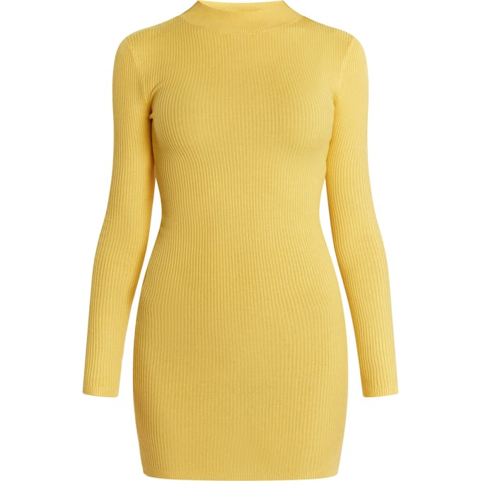 Mymo Mini-gebreide jurk Dames lichtgeel