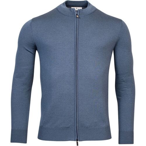 Thomas Maine Vest Merino Cardigan Zip Single Knit Storm Sky / male