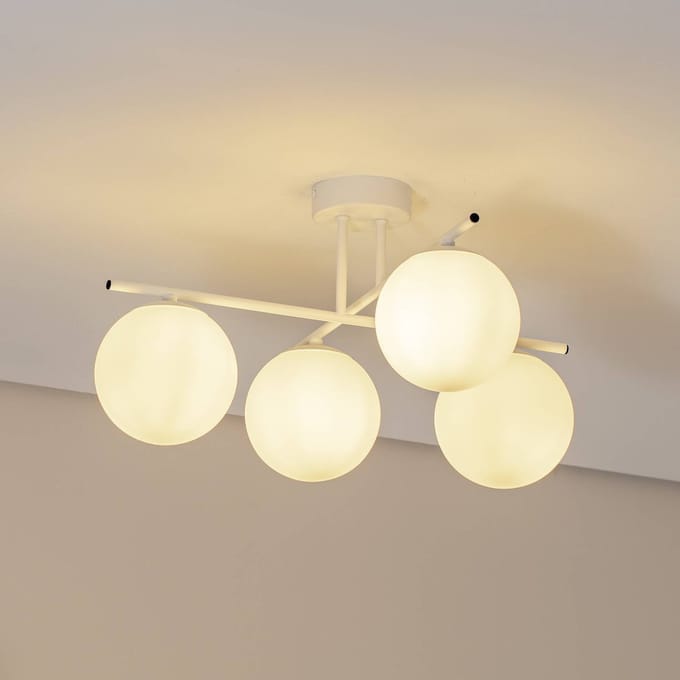 Domiluce Aurora plafondlamp, wit, Ø 50 cm, 4-lamps, glas, E14