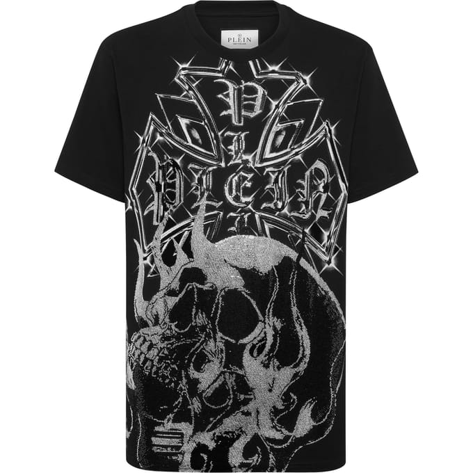 Round Neck T-Shirt Chrome Crest Skull