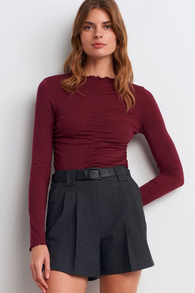 Slim Fit Lange Mouw Jersey Blouse