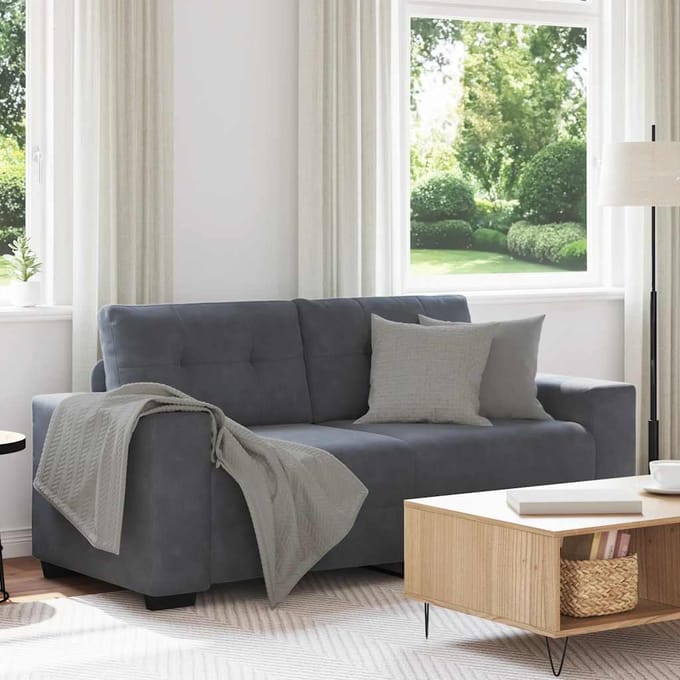 vidaXL - Loveseat - bank - 180x77x82 - cm - fluweel - donkergrijs