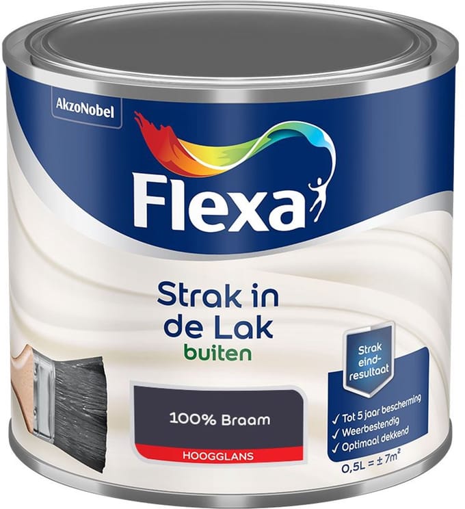 Flexa - Strak In De Lak Buitenlak Hoogglans - 100% Braam - Mengverf - 500 Ml