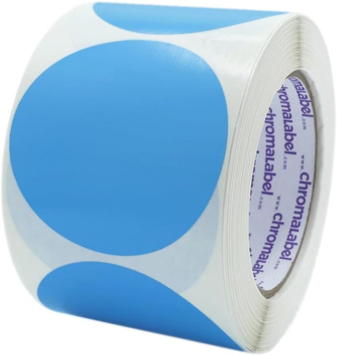 3 inch kleurcode dot labels - 500/Roll (lichtblauw)