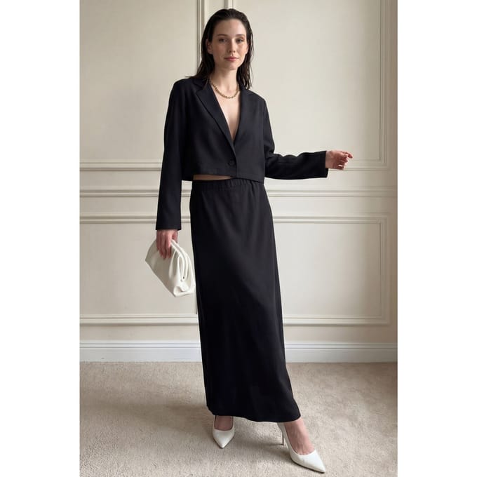 Langsleeve Knoop Shirt & Maxi Rok Twee Delige Set
