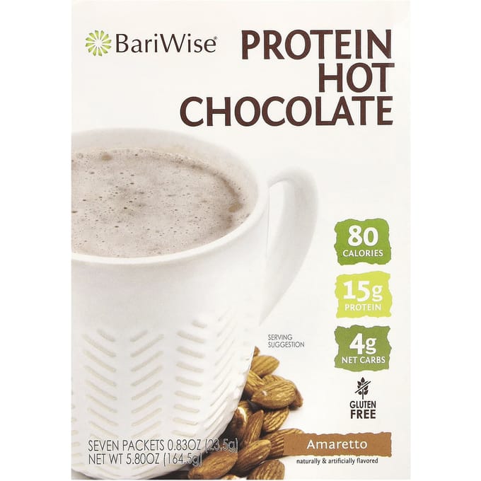 BariWise, Chocolat Chaud Protéiné, Amaretto, 7 sachets, 0,83 oz (23,5 g) chaque