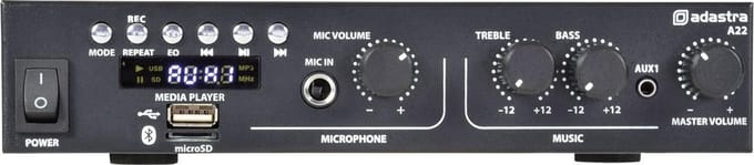 Adastra A22 Stereo Versterker 2 x 55W Met Bluetooth en Mic aansluiting
