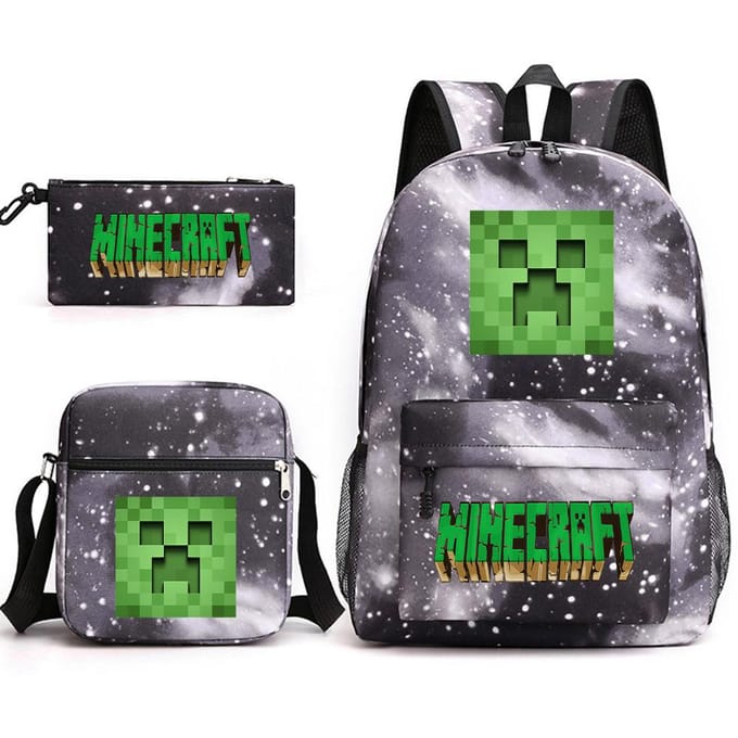 Minecraft Schooltas Game Merchandise Student Grote Capaciteit Print Drie Delige Schooltas Mannen En Vrouwen Three-piece set