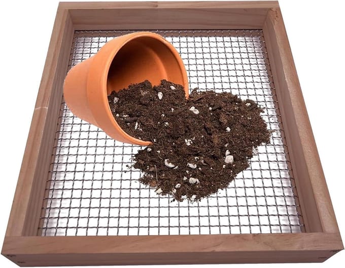 Houten Compost Zeef - Tuinaarde Sifter - Compost Voorbereiden - Grote Capaciteit - 36 x 30 cm - Natuurlijk Hout
