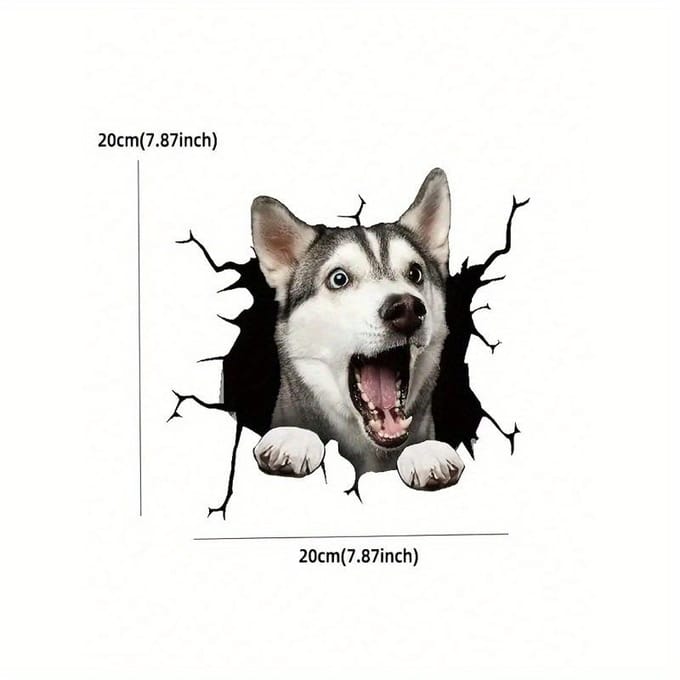 1 stuks Doodle Stijl Auto Sticker met Scheuren & Husky Hond Ontwerp one-size veelkleurig