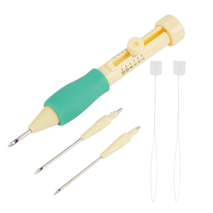 Borduur naald punch met 3 maten naald pen kit gereedschap voor DIY knutselen Yellow + Green