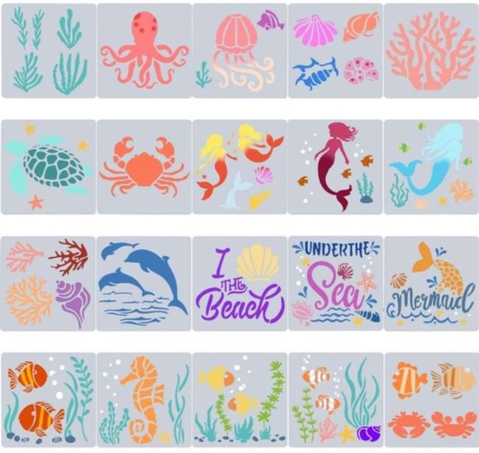 Vt products - Oceaan Wezens Stencils - Sjablonen voor Schilderen