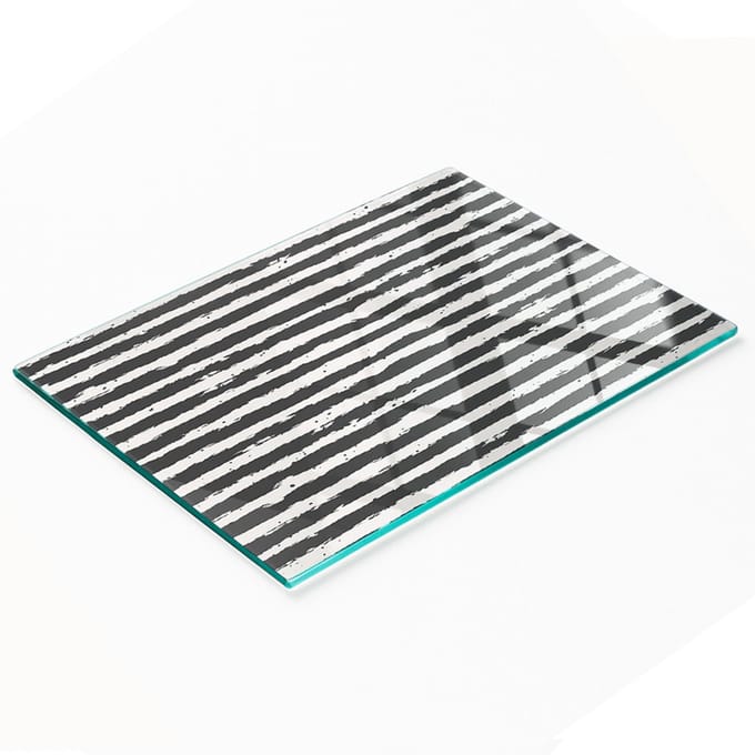 Glazen decoratieve plank met afbeelding voor het serveren van snacks (strepen) 80x52 cm