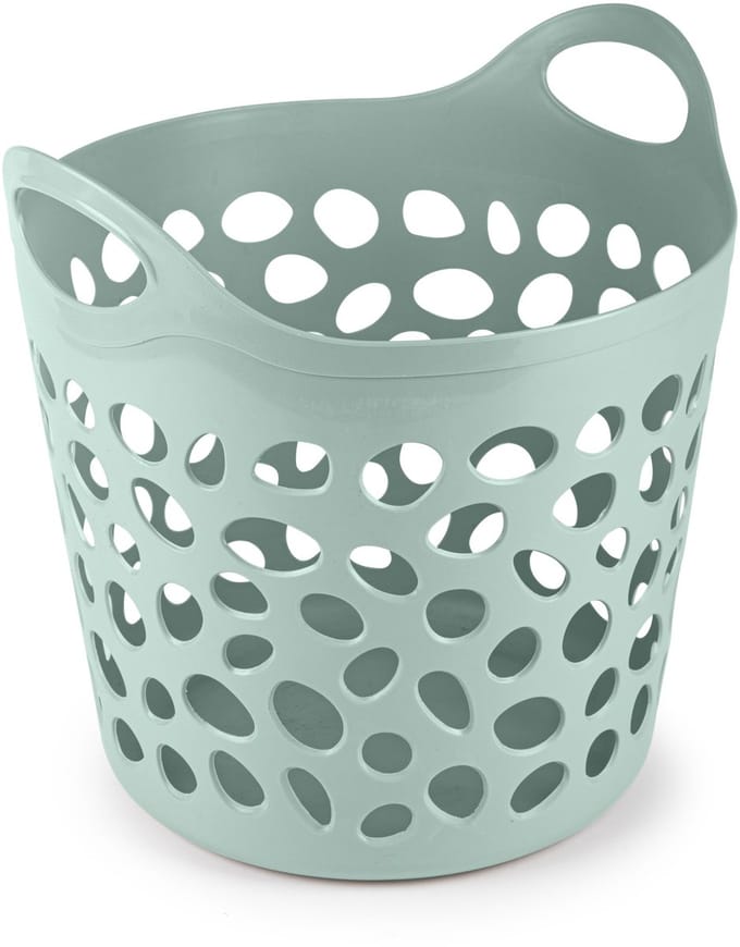 Plasticforte Flexibele wasmand/opbergmand - rond - groen - 35 liter - D40 x H39 cm