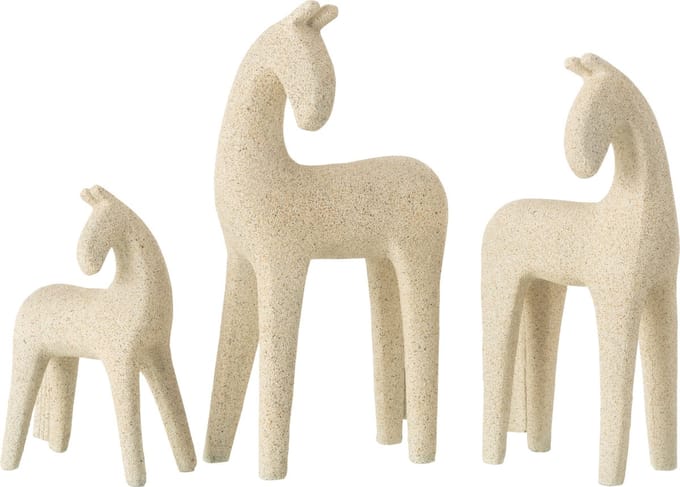 J-Line decoratie Paard Modern - polyresin - beige - set van 3