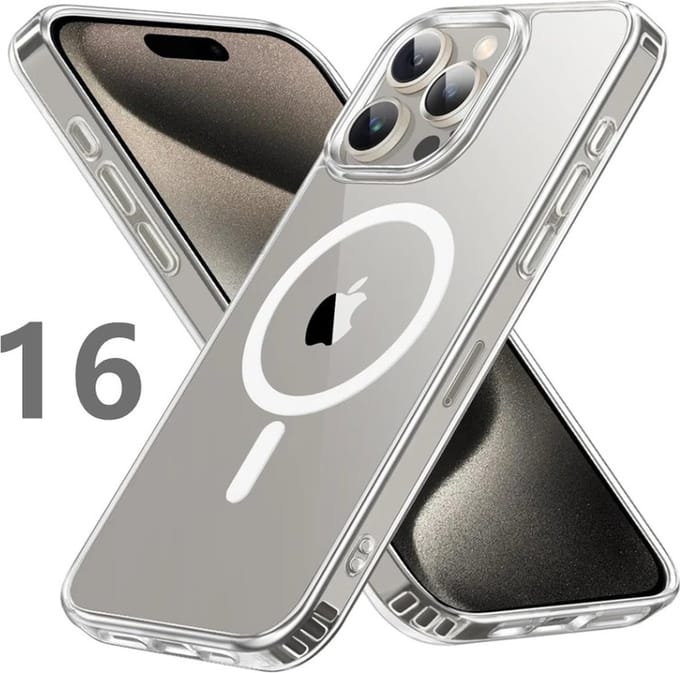 DrPhone CrystalGuard - Transparante Magnetische iPhone 16 PLUS Hoes | Militaire Bescherming & MagSafe Compatibiliteit