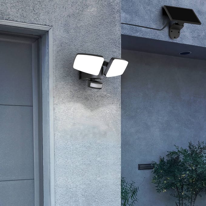 Heitronic LED buiten wandlamp Duplex, 2-lamps, hoekmontage
