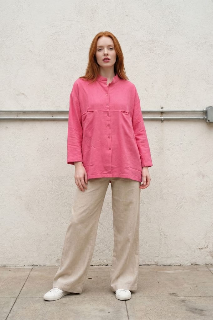 Overize Linnenmix Lange Mouwen Shirt