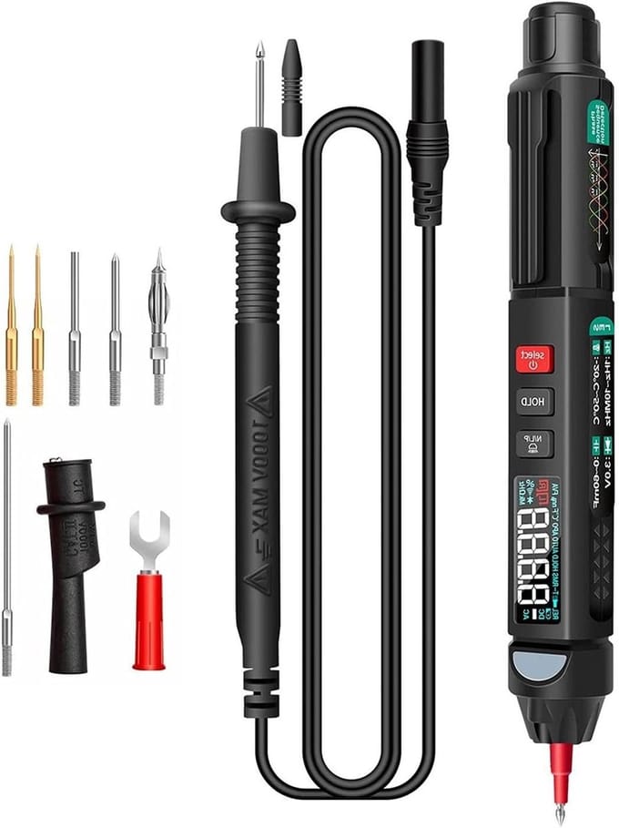 Pen Multimeter - Meter Tester - Elektrische Problemen Oplossen - 6000 Tellingen LCD - Compact Formaat - Zwart