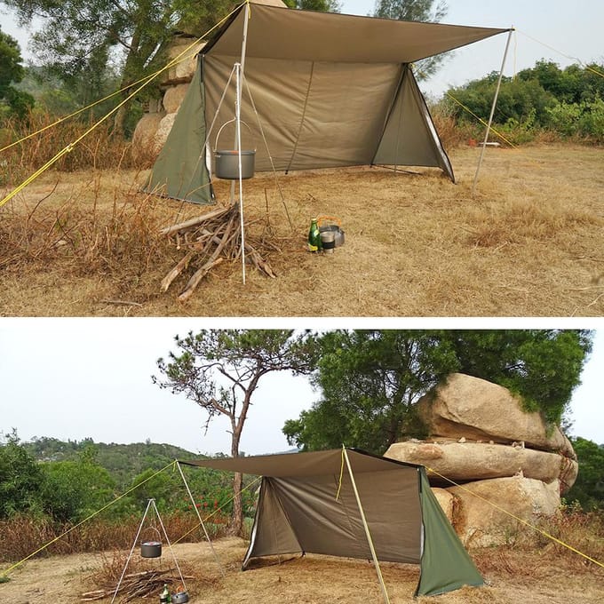 Waterdichte Backpacking Tent Set Winddichte 1/2 Persoons Tent Dubbellaags Kampeertenten groen