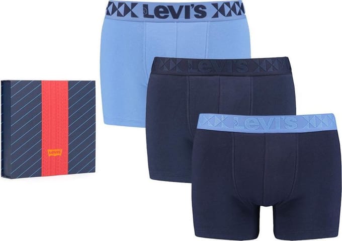 Levi's giftbox 3P denim geo elastics blauw - S