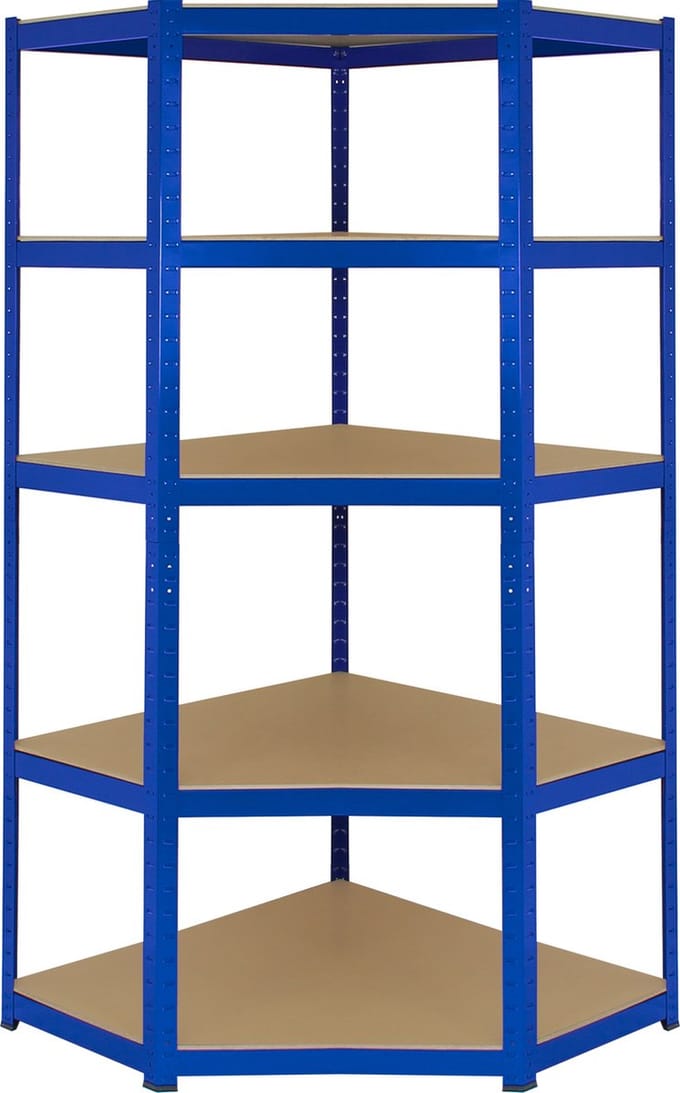 T-rax hoek stellingkast - blauw - 90x45x180cm - 5 verstelbare planken