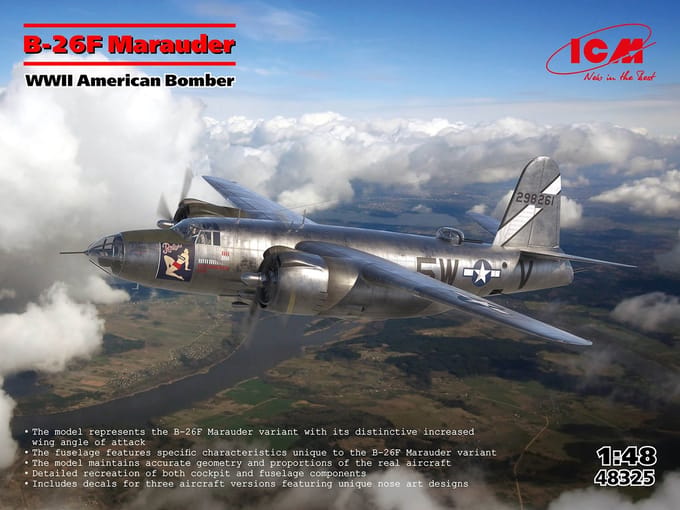 ICM Modelbouwpakket Vliegtuigen - 48325 B-26F Marauder - WWII Amerikaanse Bommenwerper - Propellervliegtuig Plastic - 1:48 - Modelbouw