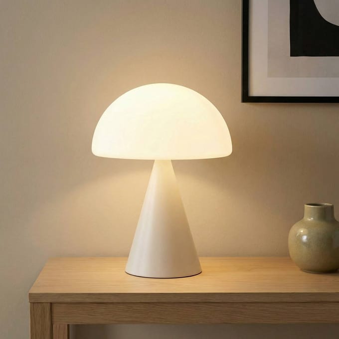 Fabas Luce LED tafellamp Blip, wit, glas, CCT, touchdimmer