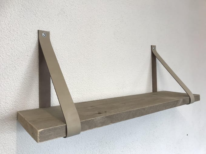 leren plankdragers ecru. Plankendragers Echt ecru leer – Perfect voor steigerhouten planken – Set van 2 Echt lederen plankendragers