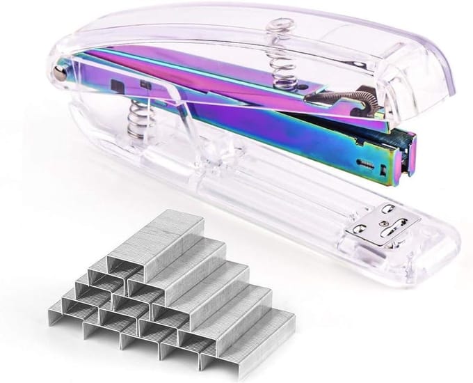 Nietmachine Set - Bureau Accessoire - Papier Verwerken - Transparant Design - 2000 Nietjes - Paars