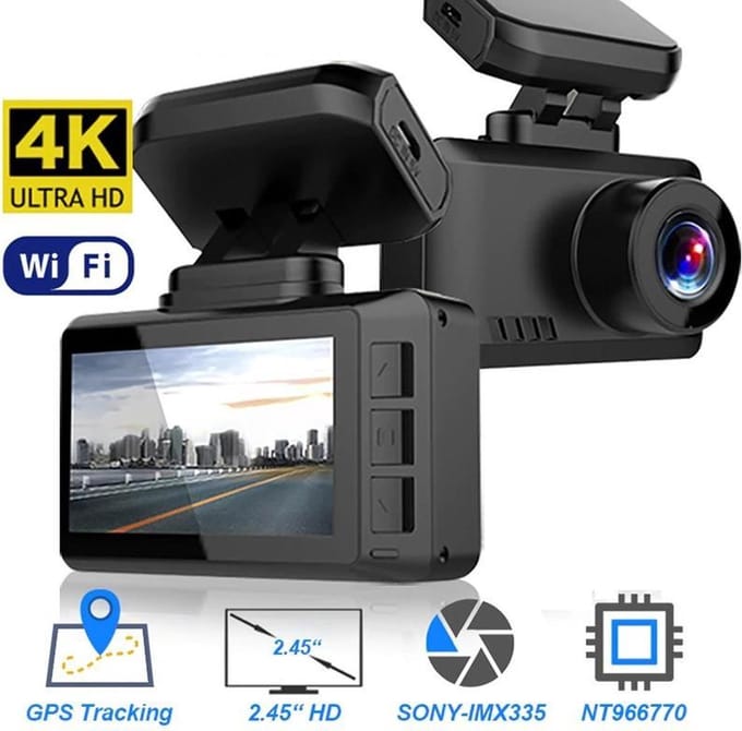 DrPhone D07 Dashcam – 4K Ultra HD 3840×2160 – Wifi – 170° Groothoek – Nachtzicht – G-Sensor – Dashboard Camera