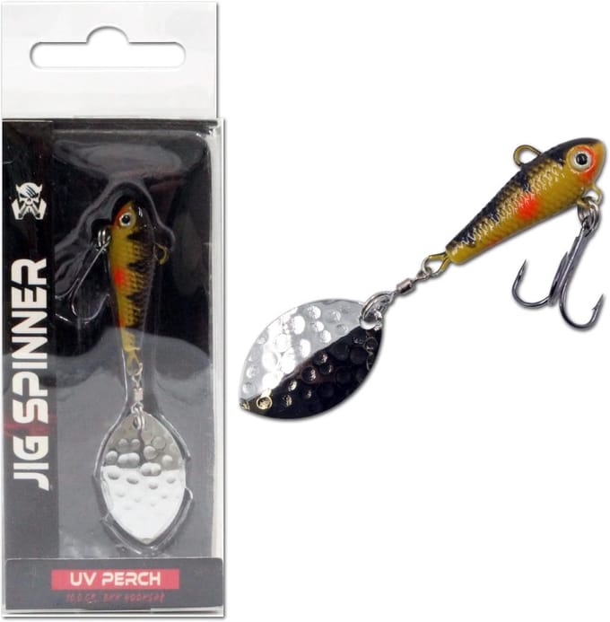 Jig Spinner Kunstaas - Spinnerbaits Loodkop - Roofvis Vangen - Krachtig Spinnerblad - 10 g - UV-perch