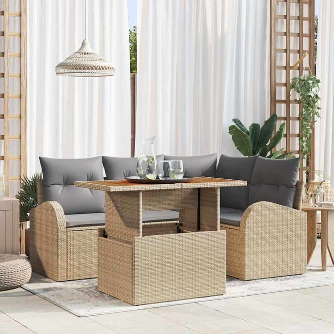 vidaXL - Tuinbank - Set - 5 - st - beige - en - lichtgrijs