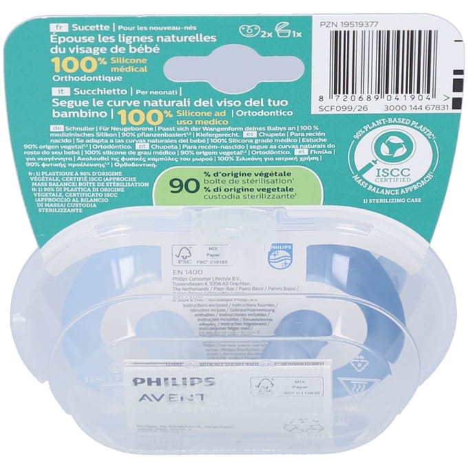 Philips Avent Soothie Hart - 0-6 Maanden - 2 Stuks - Plant-based - Blauw - SCF099/21