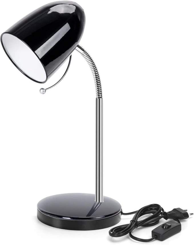 Aigostar Bureaulamp - H280mm - E27 Fitting - Verstelbaar - Tafellamp – Ledlamp - Zwart