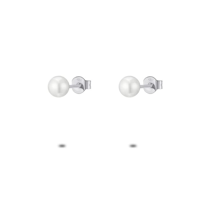 Twice As Nice Oorbellen in zilver, parel 5 mm