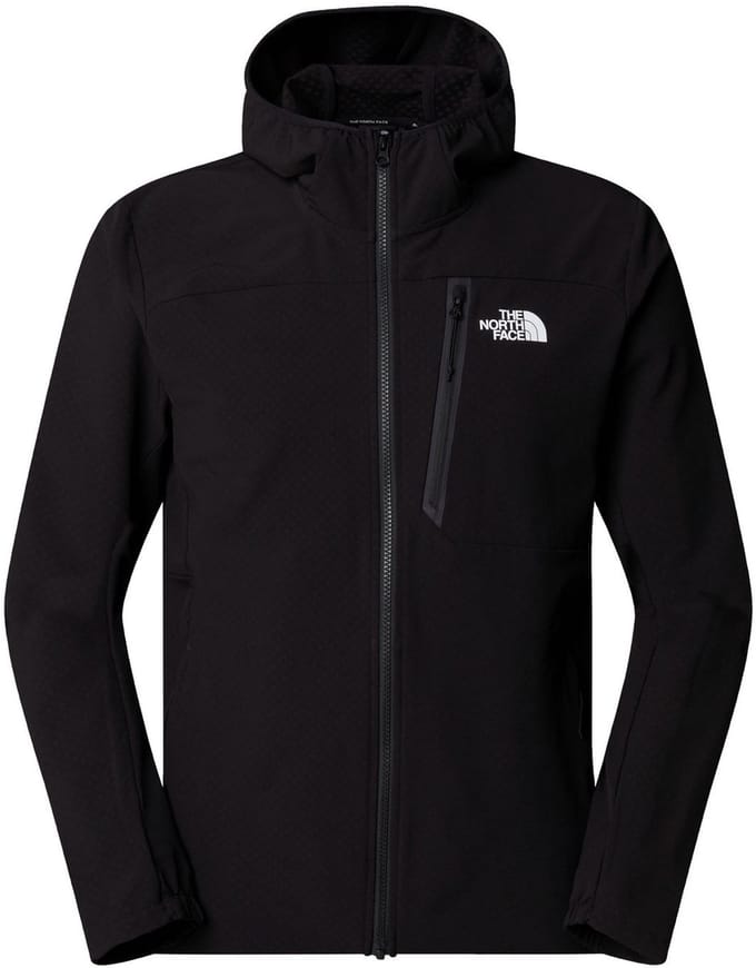 Performance Full-Zip Softshell Outdoor Jacket with Hood - Black