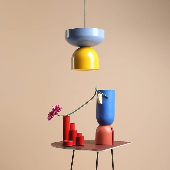 ALDEX Hanglamp Api, geel/blauw, Ø 30 cm, metaal