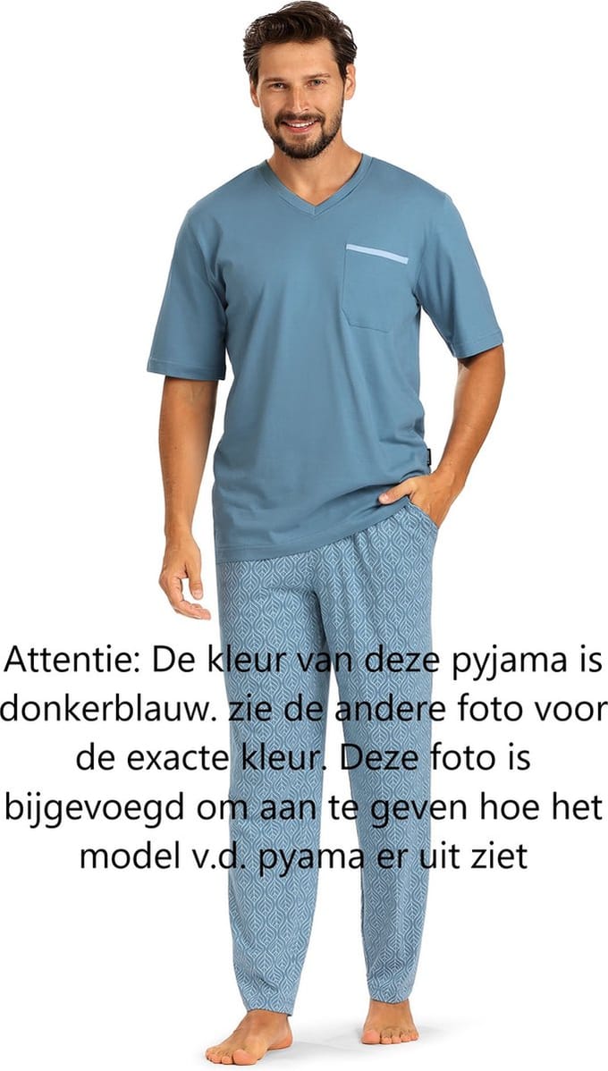 Heren Pyjama Ornamental Malaga Donker Blauw