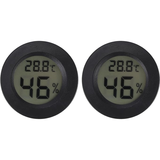 2 PCS Mini Thermomètre Hygromètre LCD Numérique Forme Ronde Mètre de Température Humidité pour Boîte à Reptiles gray