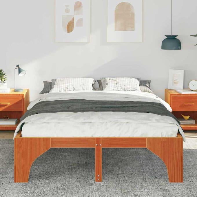 vidaXL - Bedframe - Bruin - 160 - x - 200 - cm - Massief - grenenhout