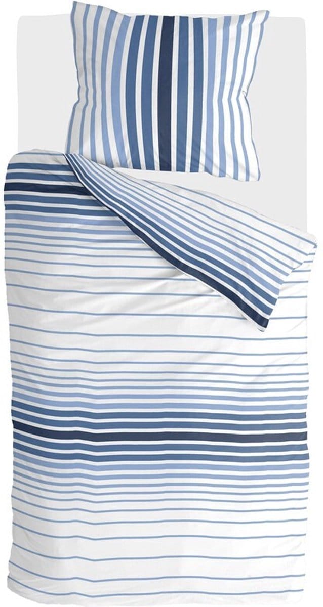 Byrklund Dekbedovertrek Beach Feel with Stripes - 155x220 - 100% Katoen - Blauw / Wit