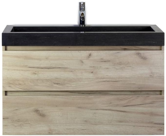 Maxx XL Badmeubelset 100 cm - Craft Oak - Wastafel Lucca 1 Kraangat