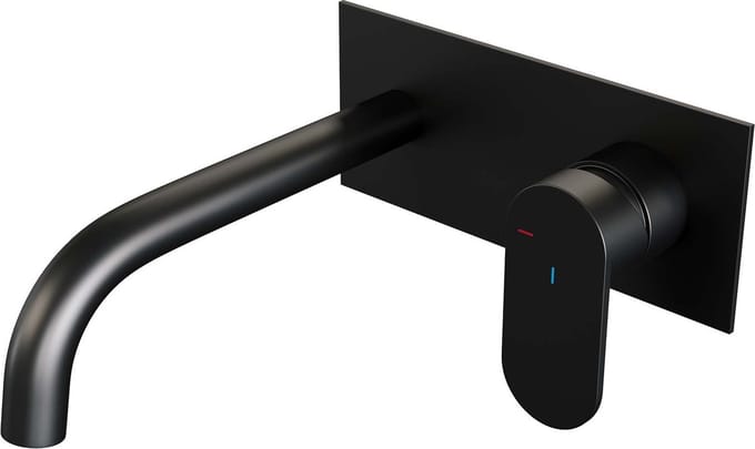 Brauer Black Edition inbouw wastafelmengkraan met gebogen uitloop en afdekplaat model C1 mat zwart