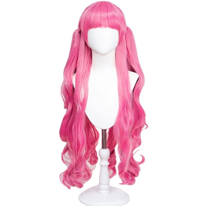 Perona Cosplay Pruik uit One Piece met Pruik en Net, Roze, Hittebestendig, met Vance pink