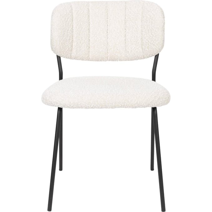 Housecraft Living Jolien Eetkamerstoelen Zwart/Bouclé - Set van 2