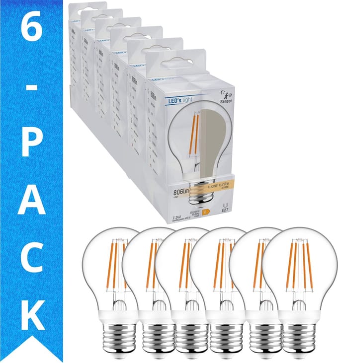 LED's Light Sensor LED lampen E27 met bewegingsmelder en nachtsensor - Voordeelverpakking - 6 stuks - Lamp - Ledlampen
