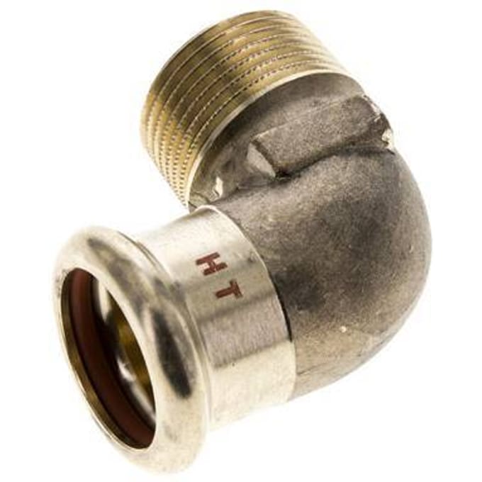 90 graden L-Perskoppeling - 22mm Persmof & R 3/4'' Buiseinde - Koperlegering