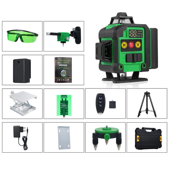 Multifunctionele 4D 16 Lijnen Laserwaterpas Zelfnivellerende Functie Waterpas Instrument Omnidirectioneel Vloer EU